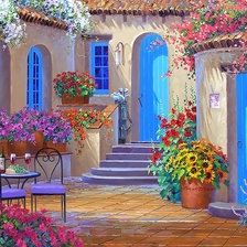 Схема вышивки «цветущий дворик»