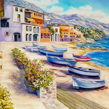 Схема вышивки «Sea and Boats. Tossa de Mar. (Catalonia).»