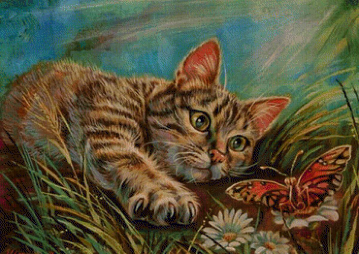 Котик и бабочка - кот и бабочка - предпросмотр