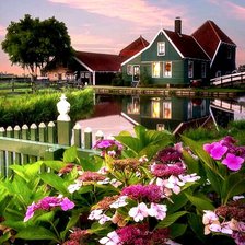 Схема вышивки «Домик у воды.»