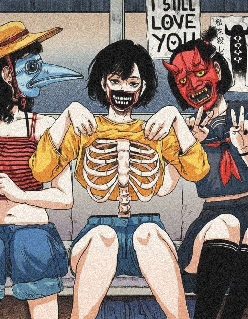 Пустой - цветной, скелет, аниме, маски - оригинал