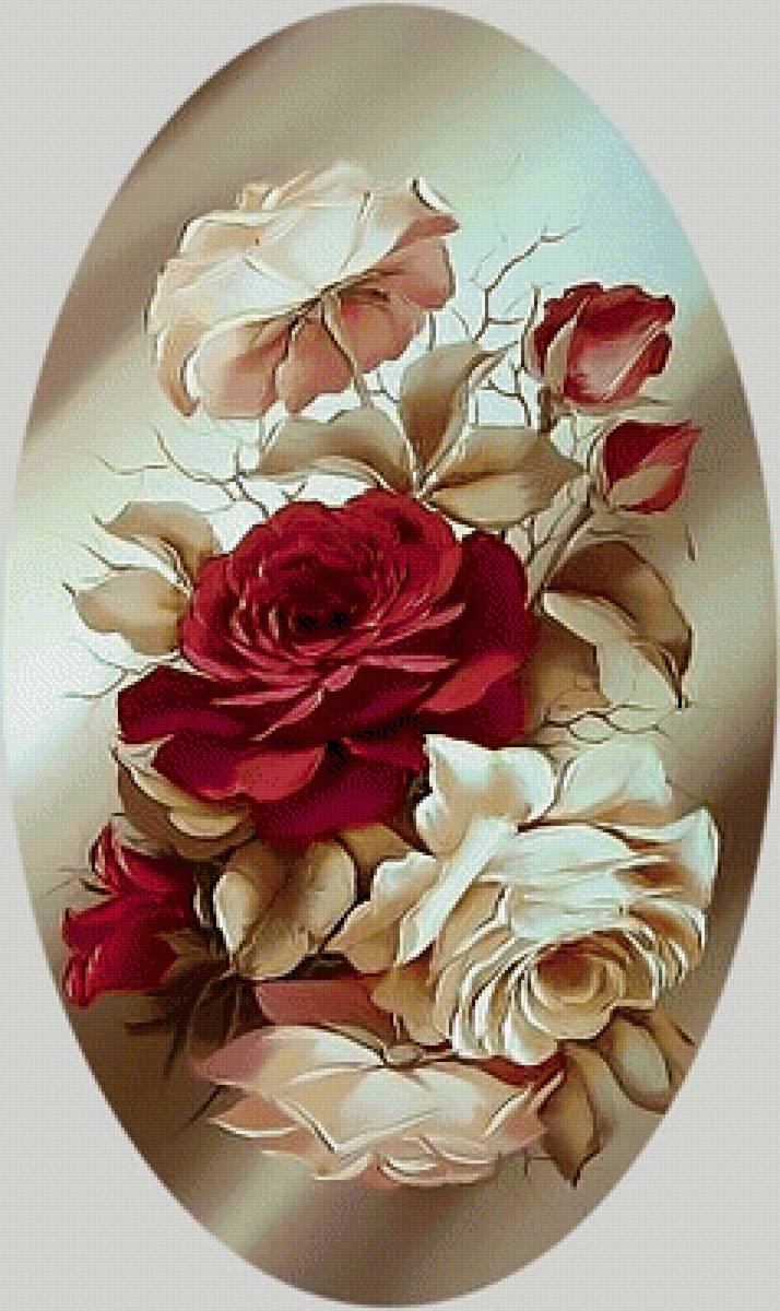 Розы. - живопись., цветы, картина, розы - предпросмотр