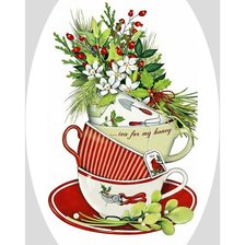 Схема вышивки «Чашечки и ароматные травы.»