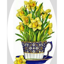 Схема вышивки «Нарциссы в чашке.»