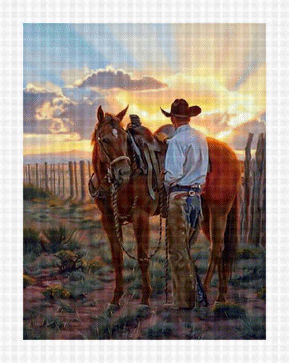 Мир Дикого Запада. - наездник, конь, лошадь, ковбой. - предпросмотр