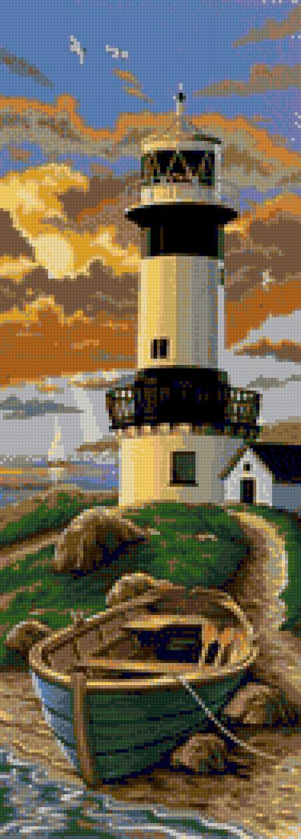 Маяк - маяк, море, чайки, небо - предпросмотр