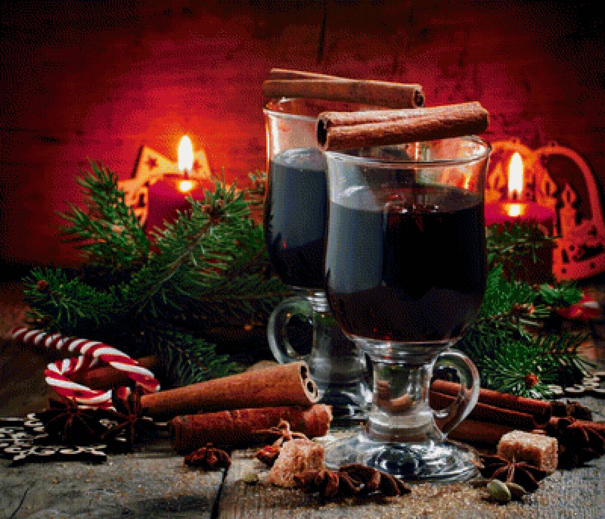 глинтвейн - глинтвейн, бокалы, вино, пряности, свечи - предпросмотр