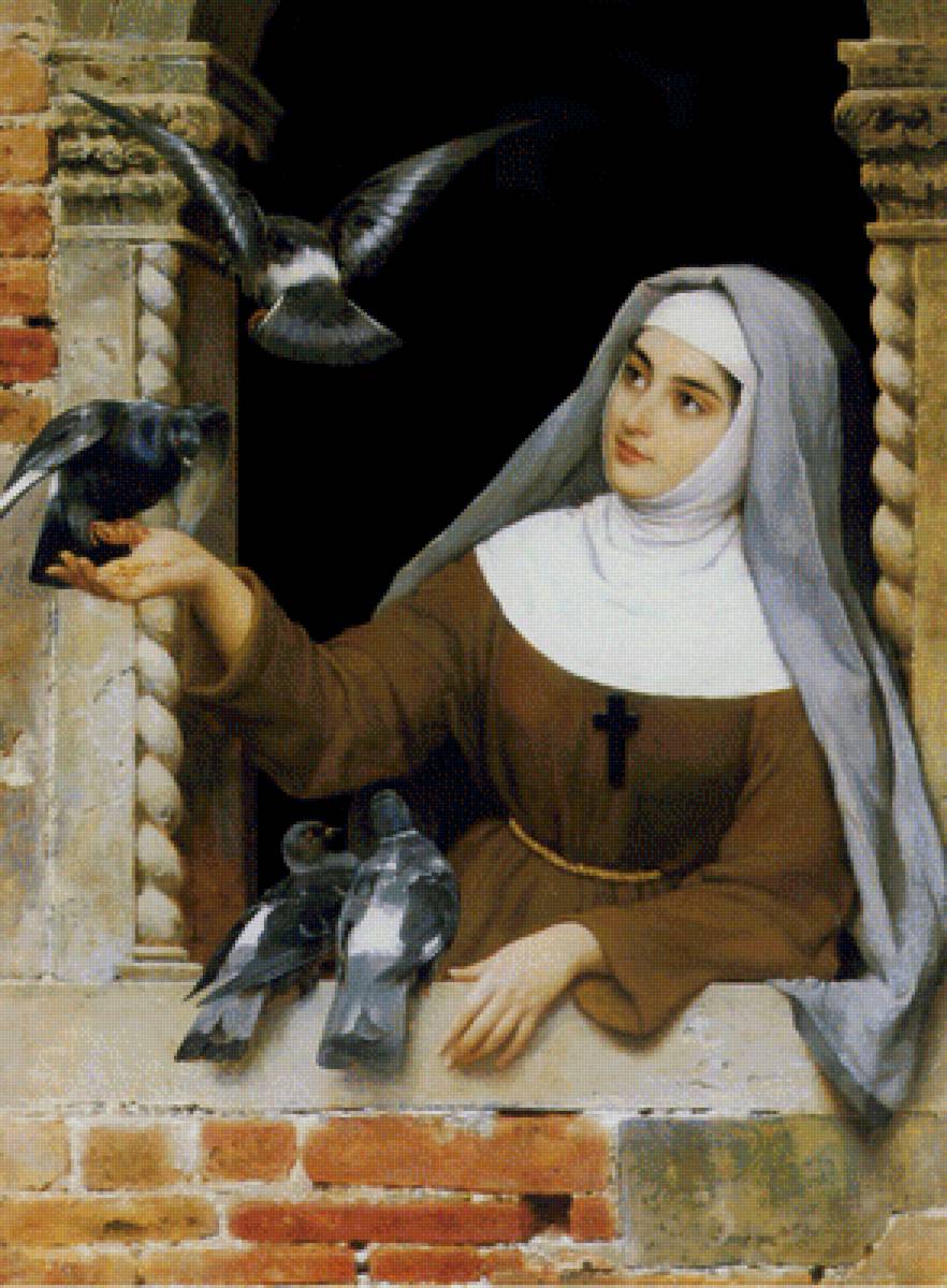 12126 - девушка, голуби - предпросмотр