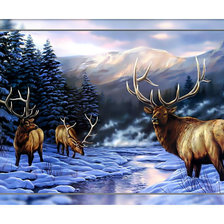 Схема вышивки «Олени зимой.»