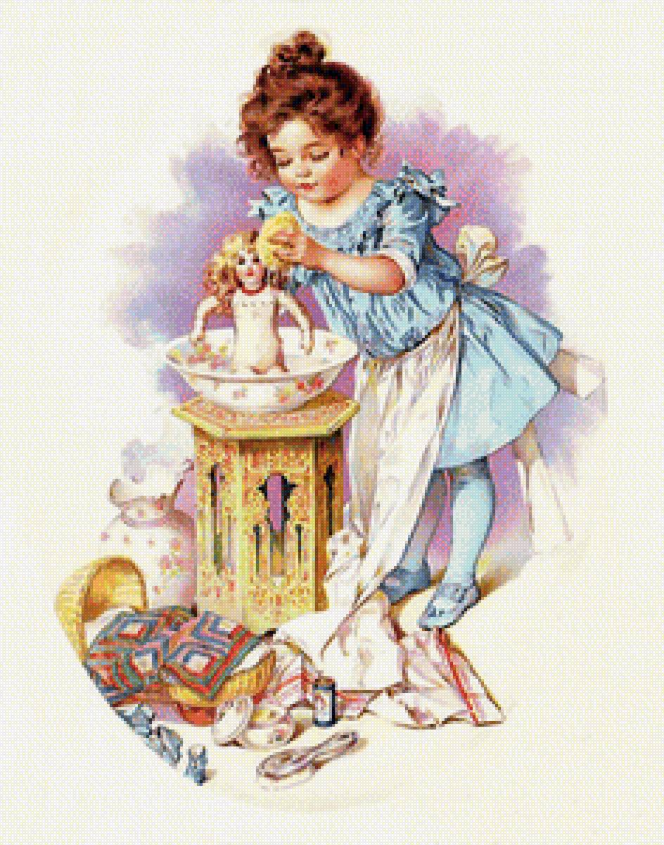 купание куклы - дети, кукла, девочка - предпросмотр