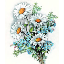 Схема вышивки «Ромашки-незабудки.»