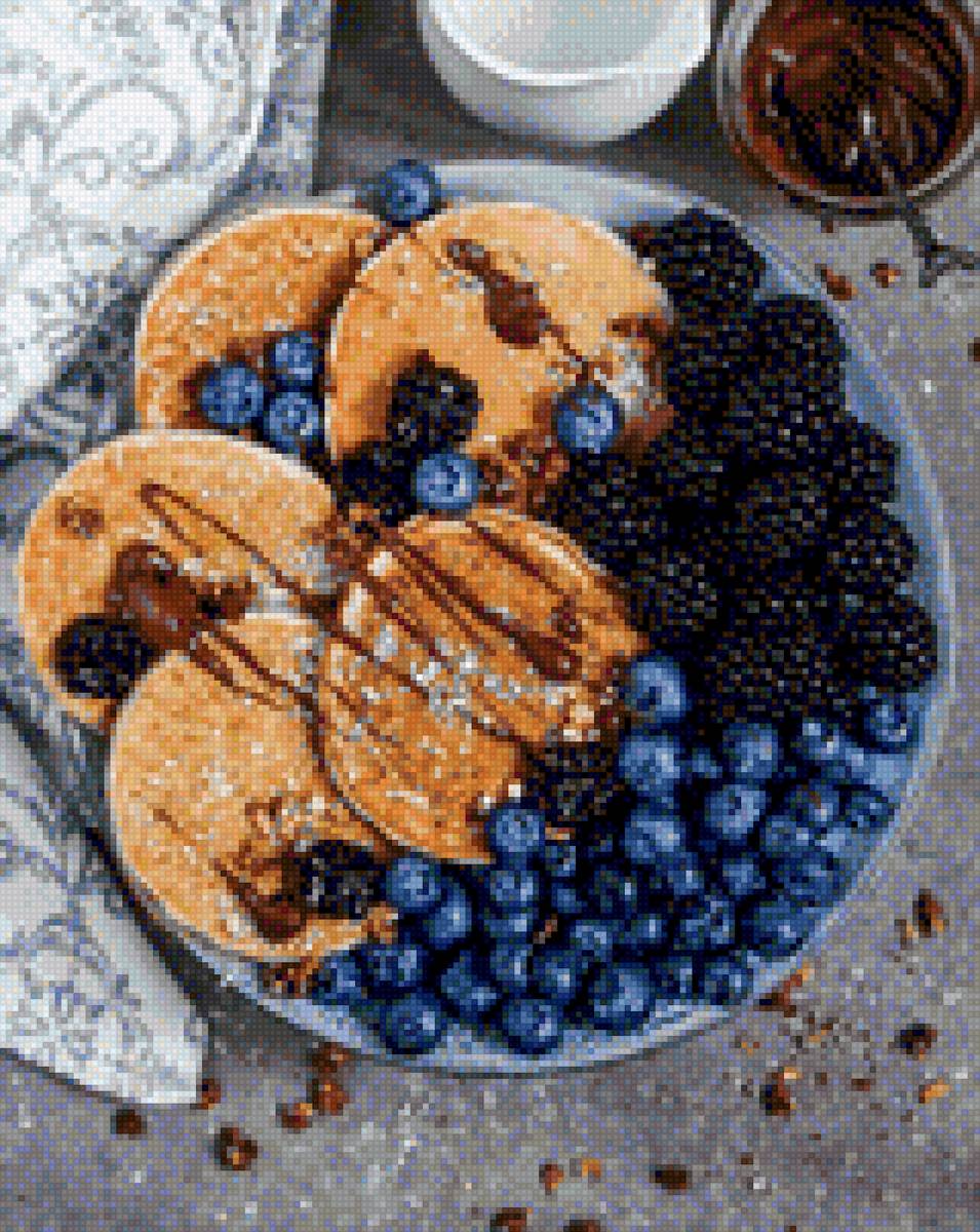 Оладушки - оладьи, ленка, синее, блины - предпросмотр