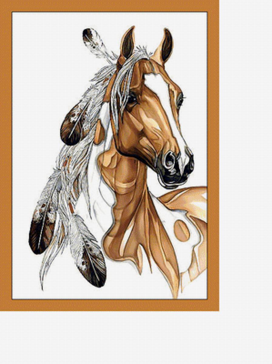 Конь. - грива, конь, перо. - предпросмотр