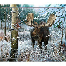 Схема вышивки «Лось в зимнем лесу.»
