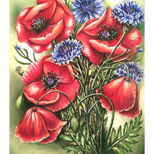 Схема вышивки «Маки-васильки.»