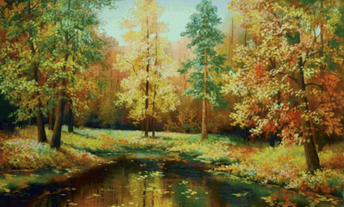 осень - пейзаж, лес, река, осень, природа - предпросмотр