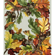 Схема вышивки «Дубовые веточки с желудями.»