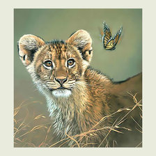 Схема вышивки «Львёнок и бабочка.»