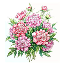 Схема вышивки «Пионы.»