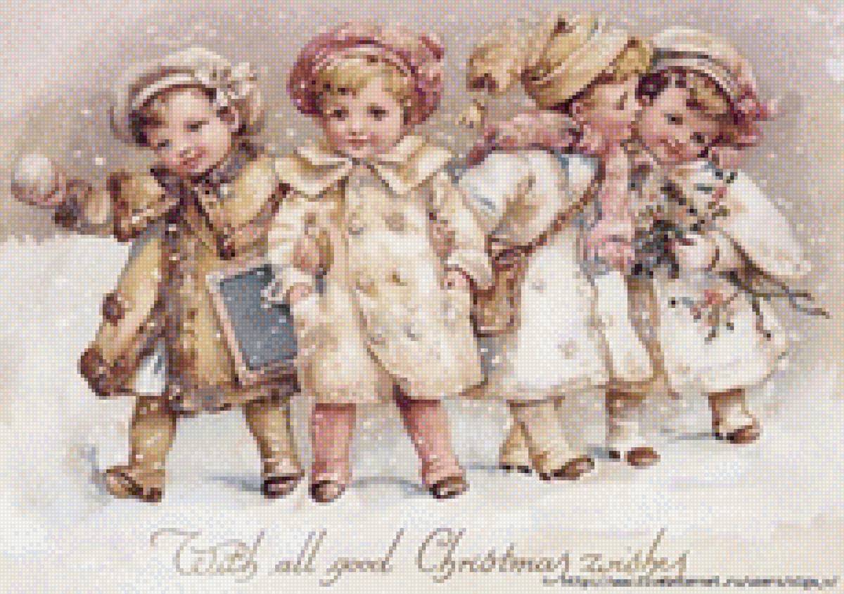 малыши - дети винтаж старая открытка - предпросмотр