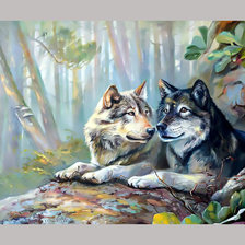 Схема вышивки «Волки. Пара.»