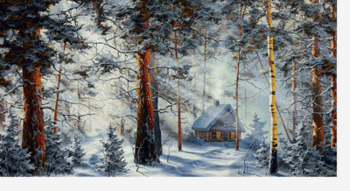 Домик в лесу - лес, зима, домик - предпросмотр