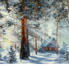 Схема вышивки «Домик в лесу»