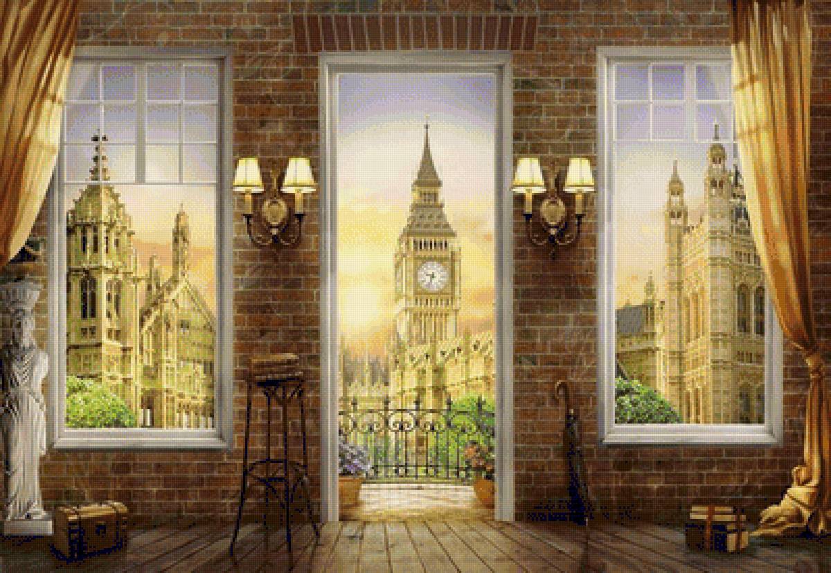 Лондон из окна - городской пейзаж, окно, лондон - предпросмотр