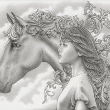 Схема вышивки «NIÑA CON CABALLO»