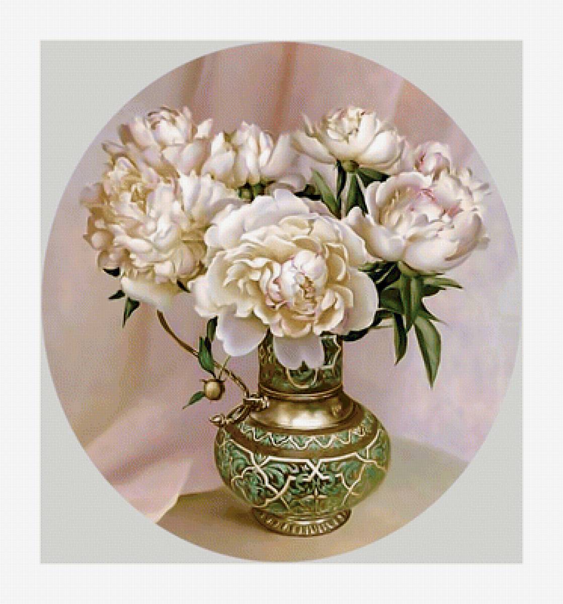 Букет пионов. - картина., ваза, живопись, букет, пионы, цветы - предпросмотр