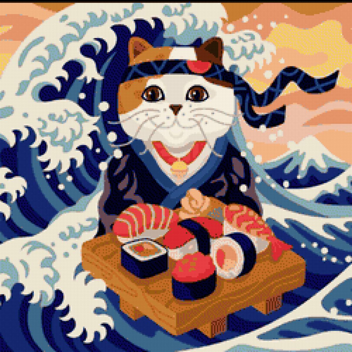 Японские традиции - роллы, кухня, трапеза, обед, кот, море, суши, япония - предпросмотр