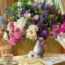 Схема вышивки «Цветочный натюрморт.»