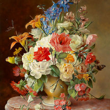 Схема вышивки «Букет и бабочка.»