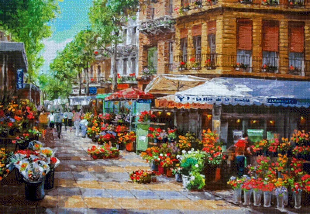Barcelona Flower Market. - sung kim art.cityscape.people.flowers and gardens. - предпросмотр