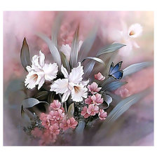 Схема вышивки «Цветы и бабочка.»