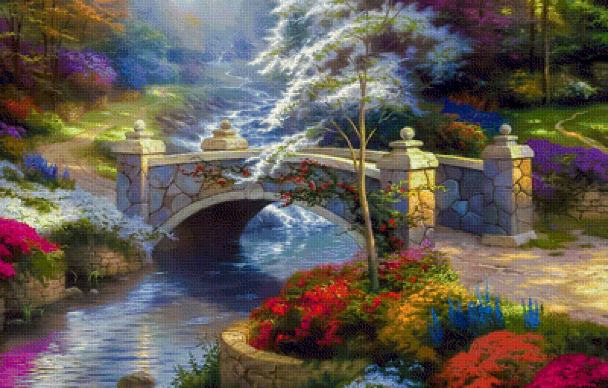 Bridge of Hope. - thomas kinkade paintings.scenary.flowers and gardens. - предпросмотр