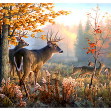 Схема вышивки «Олени в осеннем лесу.»
