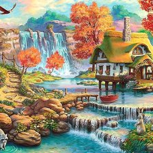 Схема вышивки «Дом у водопада»