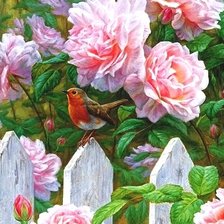 Схема вышивки «птичка в саду»