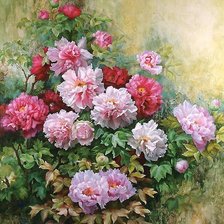 Схема вышивки «пионы»