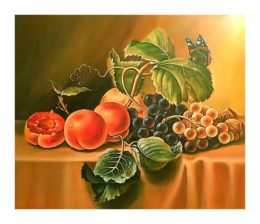 Серия "Натюрморты". - натюрморт, виноград, фрукты - оригинал
