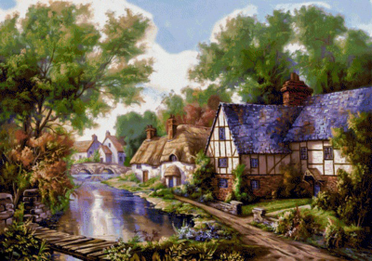 Chelsworth Village. - carl valente paintings. scenarys.flowers and gardens. - предпросмотр