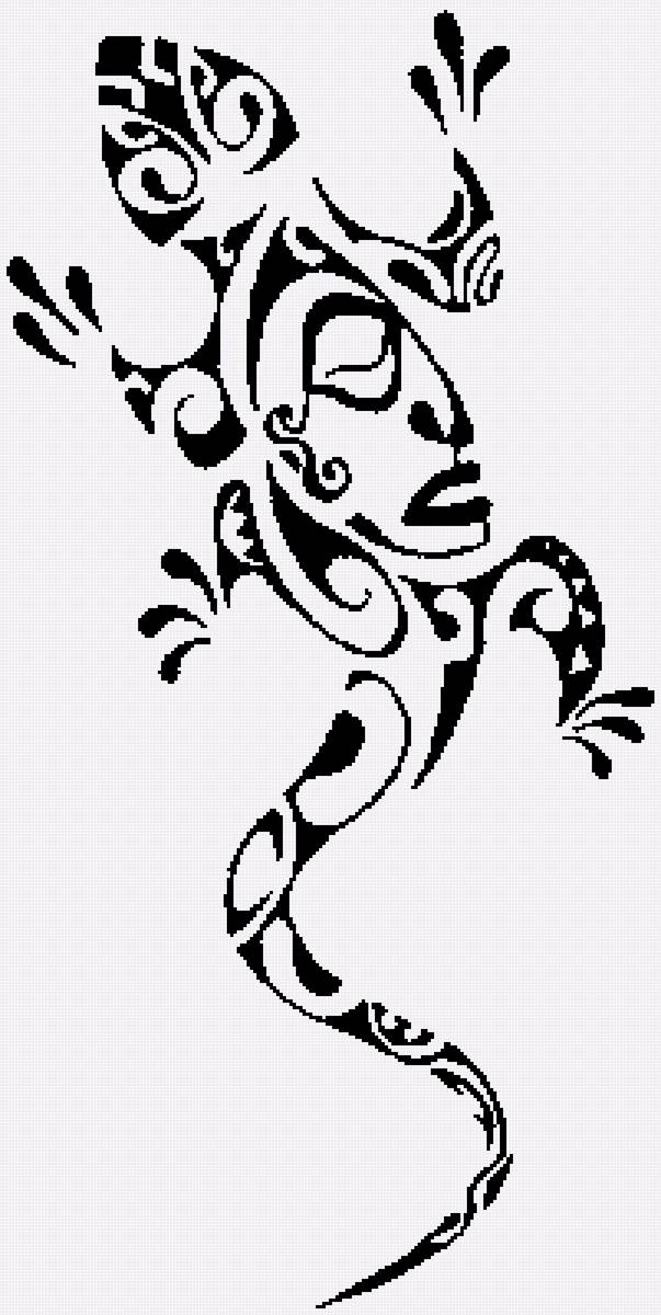 Ящерка - монохром - предпросмотр