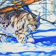 Схема вышивки «Рысь зимой»