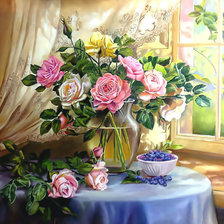 Схема вышивки «Розы у окна.»