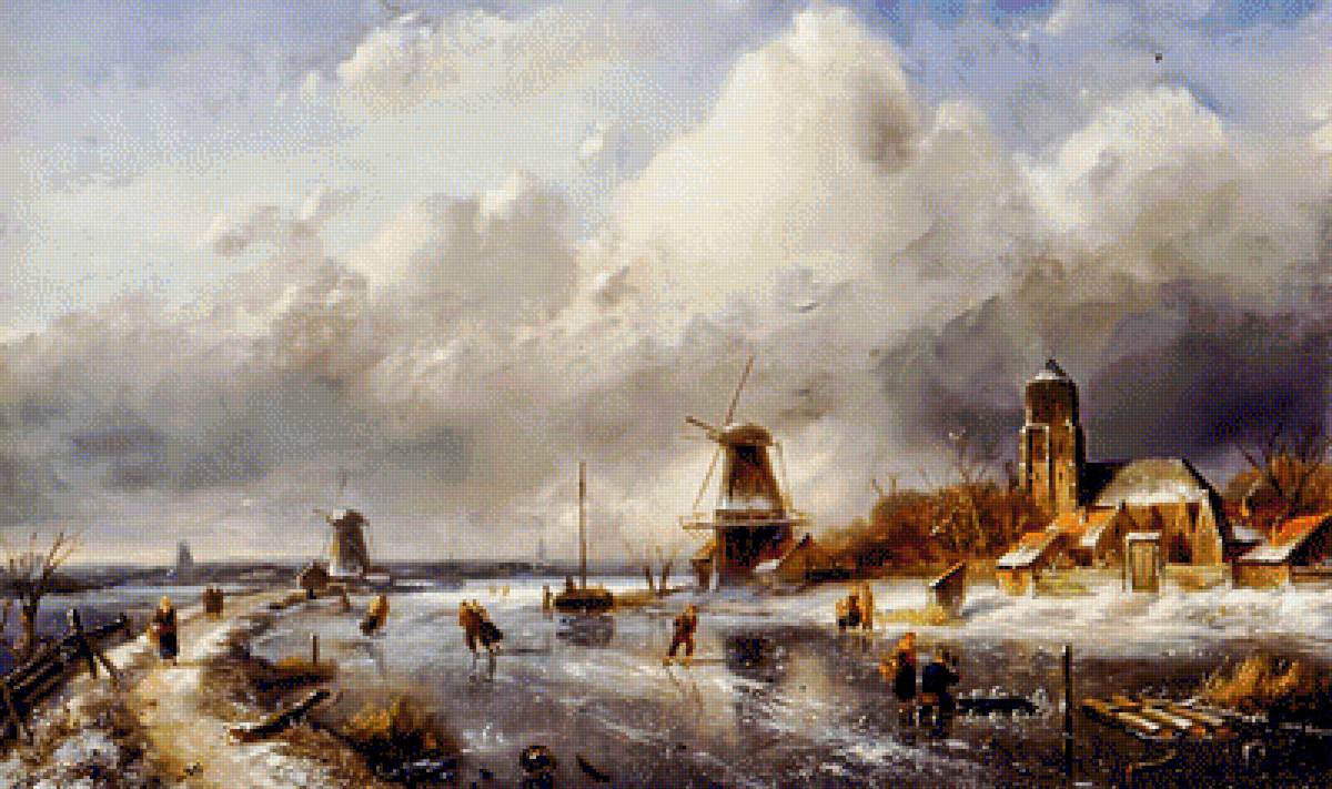 Dutch Landscape-2. - charles henri joseph leickert paints.snowscenes.people. - предпросмотр