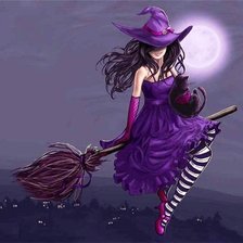 Схема вышивки «Ведьма в луне»