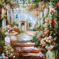 Схема вышивки «Entrance with Flowers.»