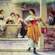 Схема вышивки «Flirtation at the Well.»