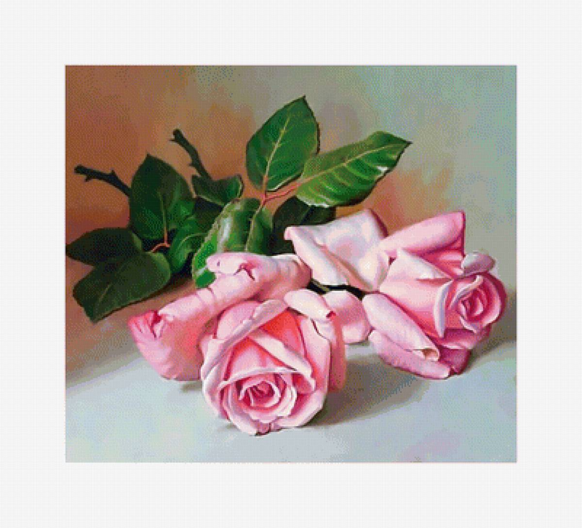 Две розы. 312/275, 57/50 см. - розы, цветы. - предпросмотр